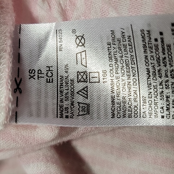 Old Navy Size XS Light Pink and White Stripe Linen Blend Long Sleeve Blouse - Picture 12 of 12